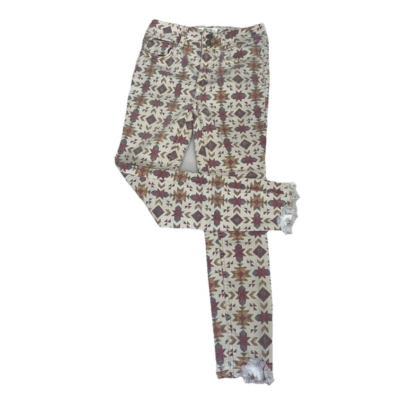 Free People Denim - Free People Wild Child We The Free Women Skinny Jeans Aztec Print Boho Sz 27 EUC
